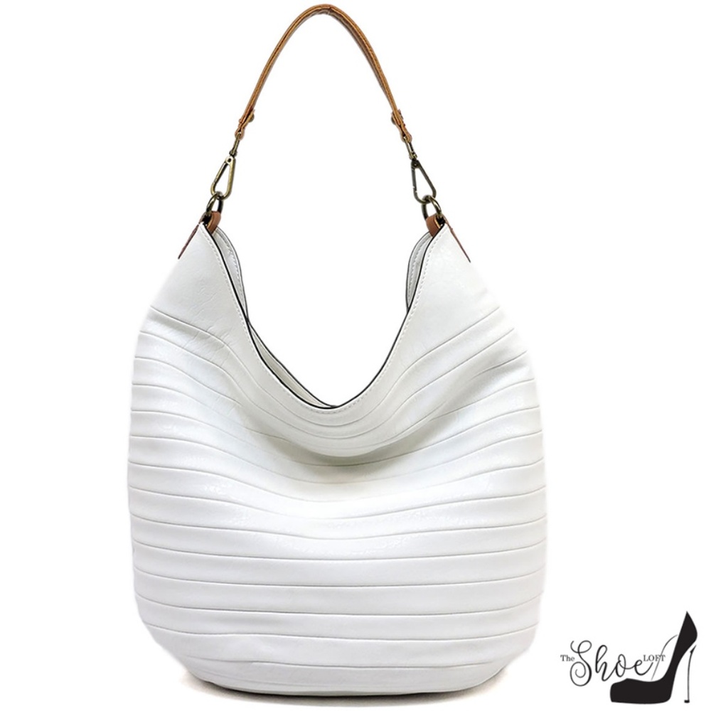 Luxury White Shiplap Extra Large Hobo Shoulder Bag